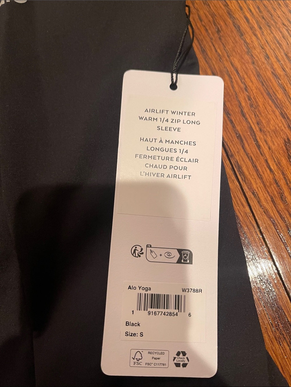ALO Yoga Black Airlift Winter Warm 1/4 Zip Long Sleeve Top
